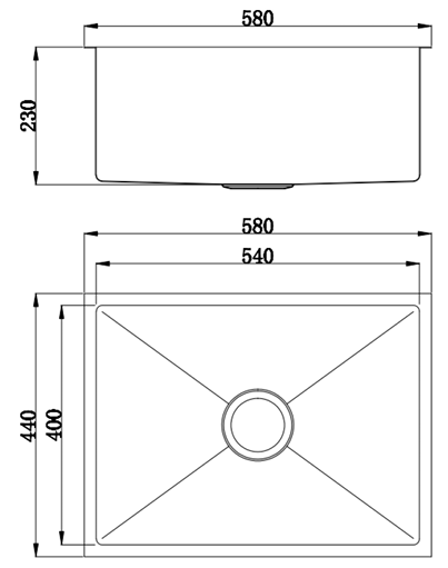 Arcko Lux Single Bowl Sink - 580 x 440