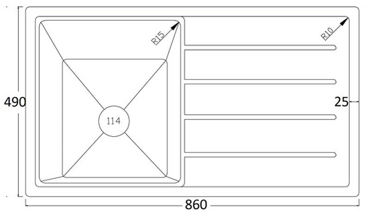 Arcko Granite Single Bowl Granite Sink - 860 x 490