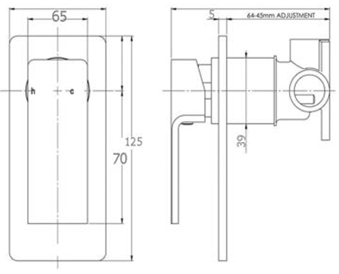 Eckig Shower/Bath Mixer