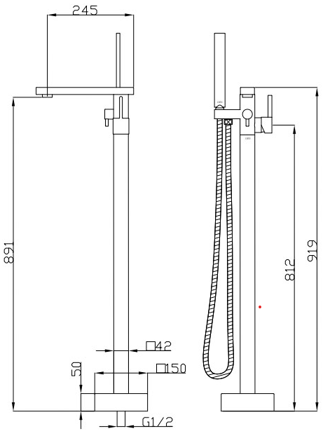 Eckig Floor Bath Mixer with Hand Shower