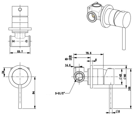 Morgan Rund Shower/Bath Mixer