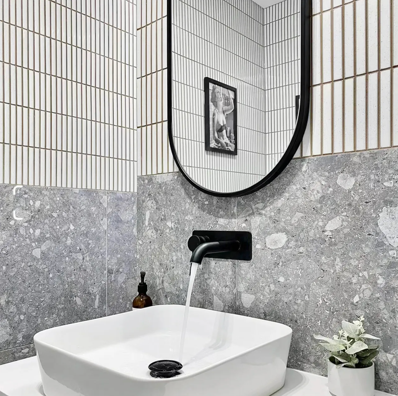 Oval Matte White Framed Mirror - 900x450