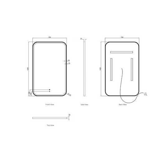 LED Brushed Gold Framed Mirror - 1200x750