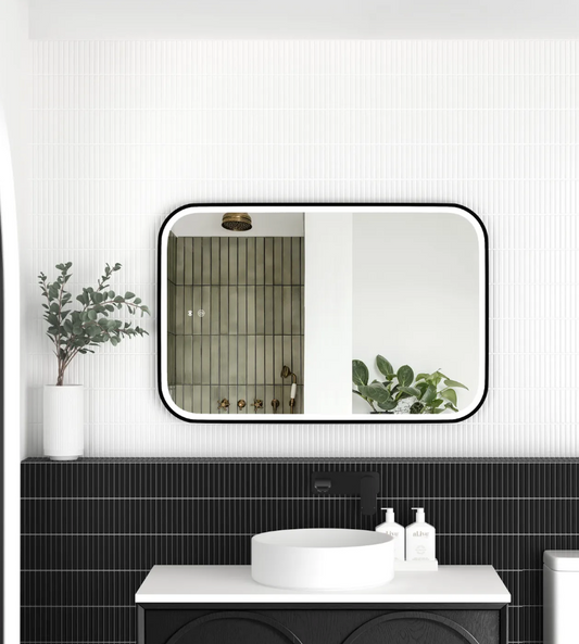 LED Matte Black Framed Mirror - 900x600