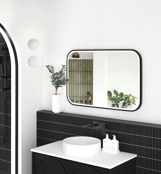 LED Matte Black Framed Mirror - 900x600