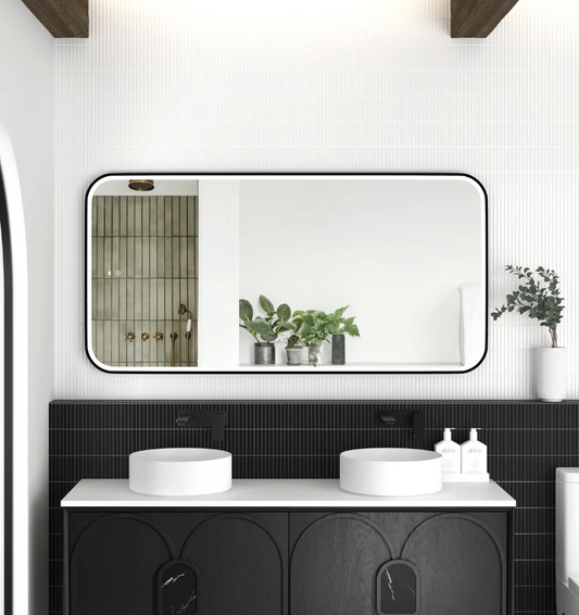 LED Matte Black Framed Mirror - 1500x750