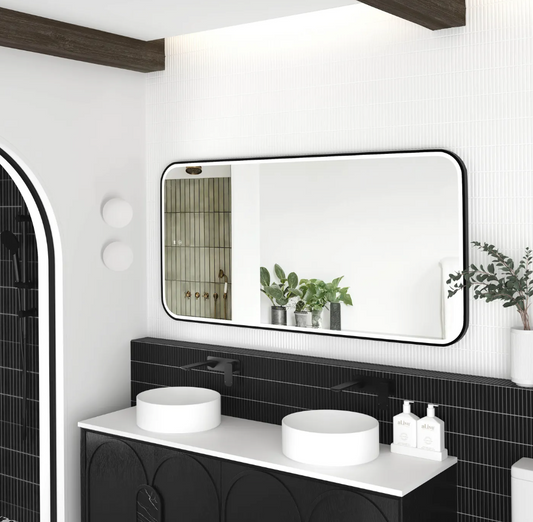LED Matte Black Framed Mirror - 1500x750