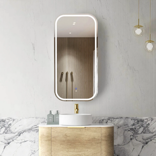 LED Natural Oak Shaving Cabinet - 900x450