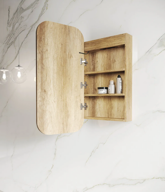 LED Natural Oak Shaving Cabinet - 900x450