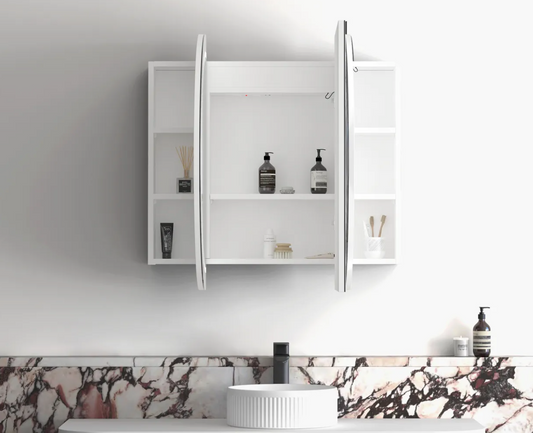 LED Oval White Shaving Cabinet - 1200x750