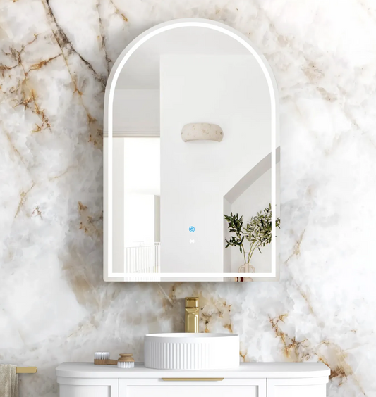 LED Arched White Shaving Cabinet - 900 x 600