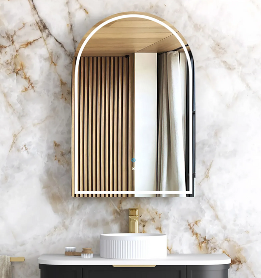 LED Arched Black Shaving Cabinet - 900 x 600