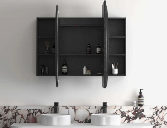 LED Oval Black Shaving Cabinet - 1500x900