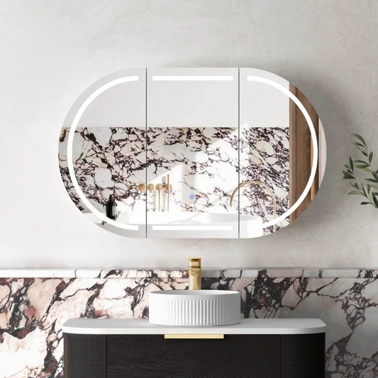 LED Oval Black Shaving Cabinet - 1200x750