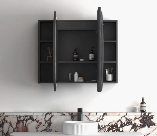 LED Oval Black Shaving Cabinet - 1200x750