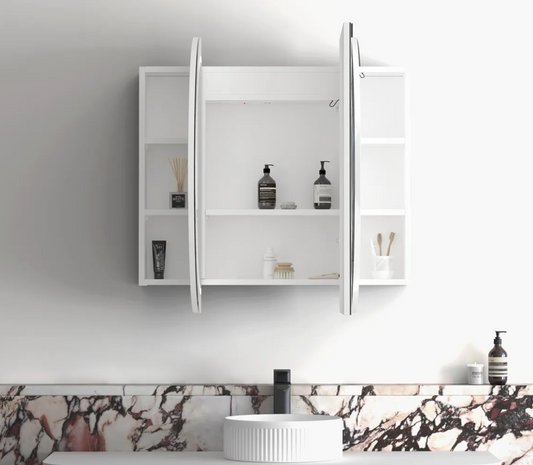 LED Oval White Shaving Cabinet - 1200x750