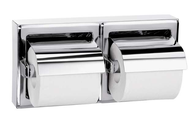 Recessed Double Toilet Paper Dispenser With Hood