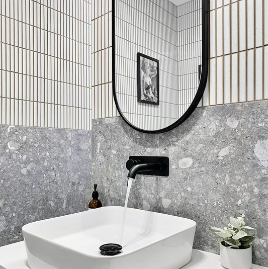 Oval Matte Black Framed Mirror - 900x450