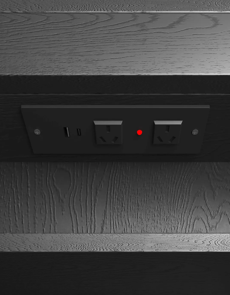 LED Matte Black Oak Shaving Cabinet - 900x450