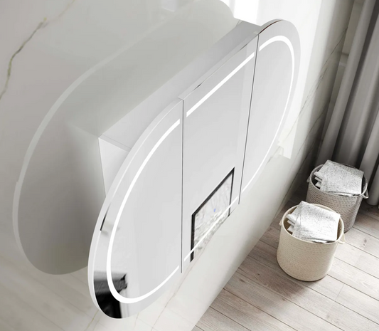 LED Oval White Shaving Cabinet - 1800x900