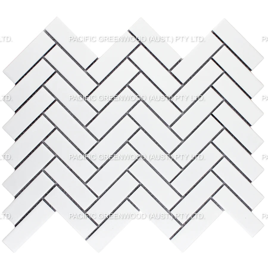White Matte Porcelain Glazed Herringbone