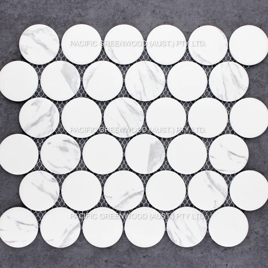 Carrara Matte Porcelain Glazed Penny Round