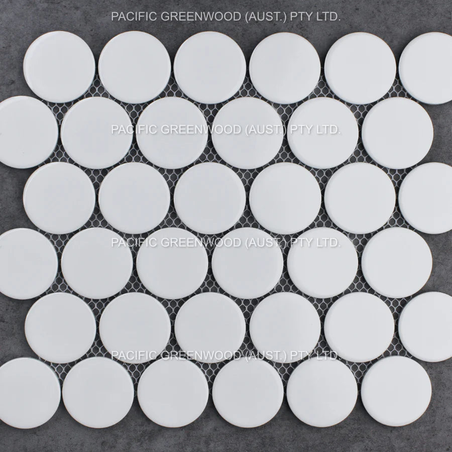 White Gloss Porcelain Glazed Penny Round