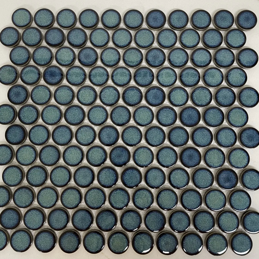 Shadow Green Gloss Porcelain Glazed Penny Round