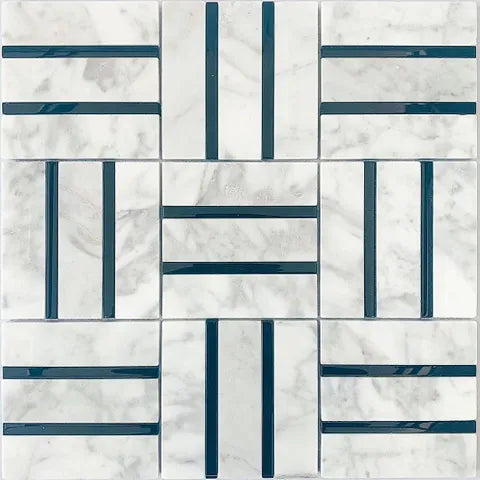 Carrara Weave Black Glass Polished