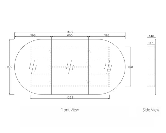 Bondi Natural Oak Shaving Cabinet - 1800x900