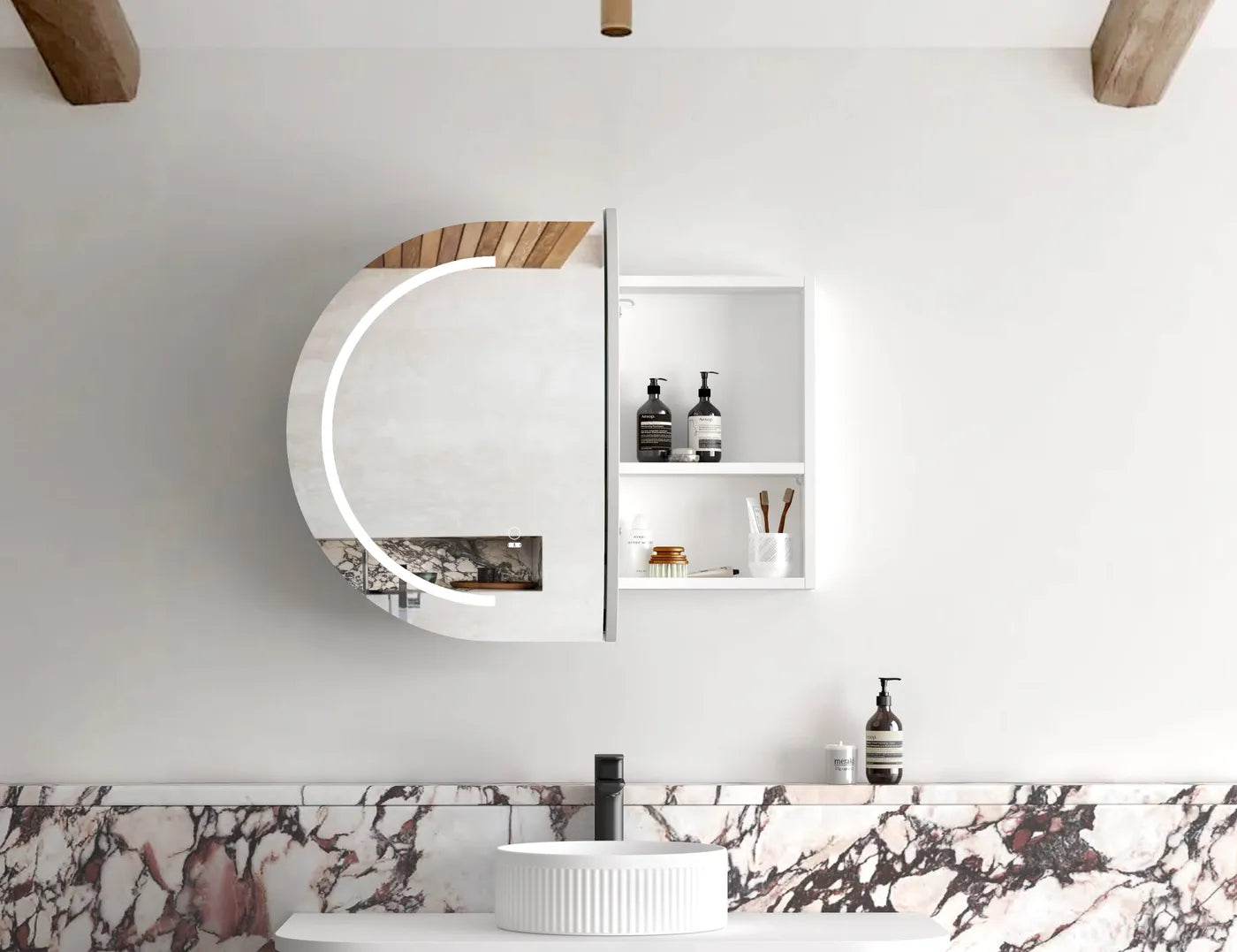 LED Bondi White Shaving Cabinet - 900x600