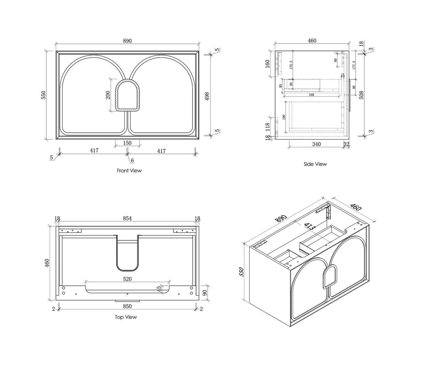 Laguna Black American Oak Vanity - 900x460