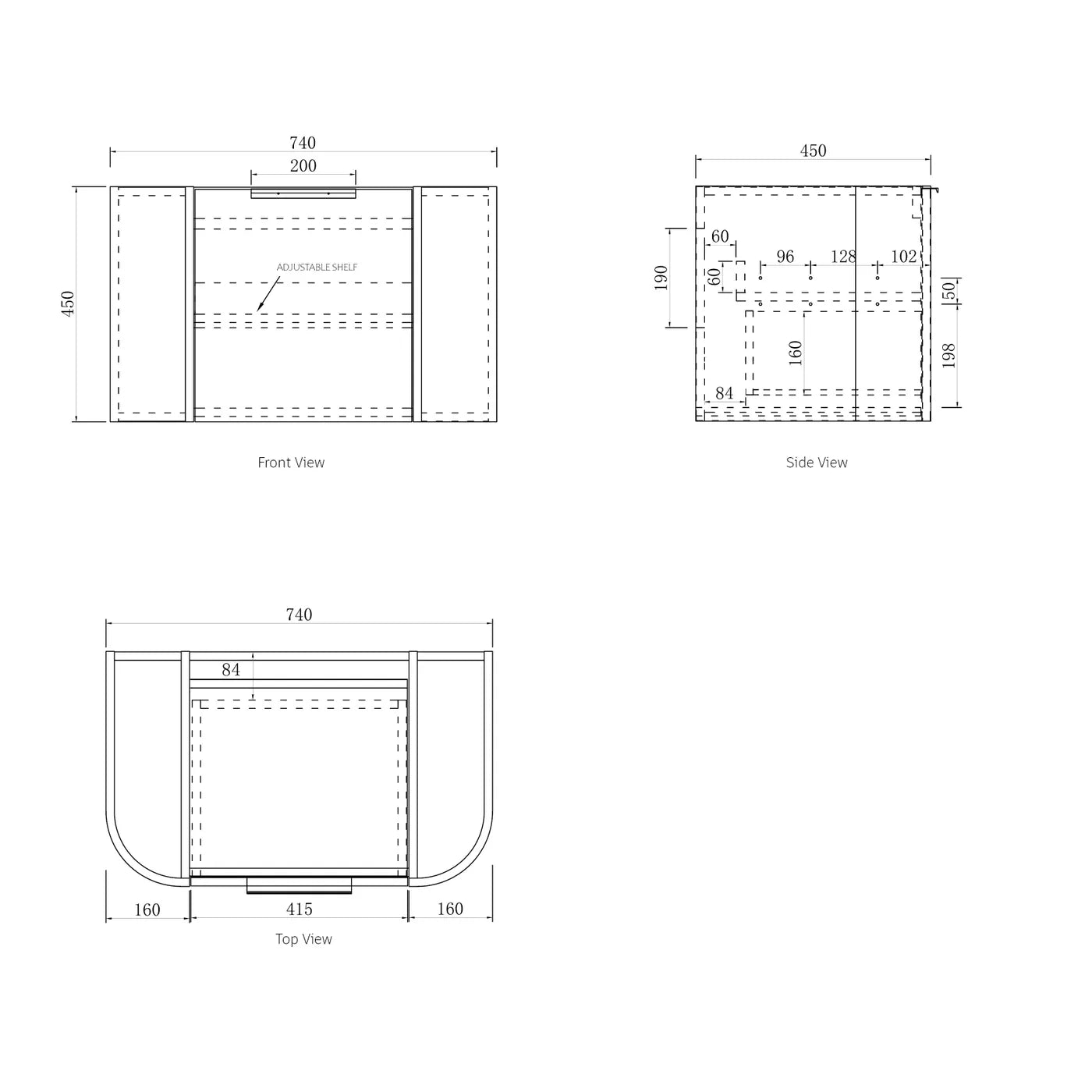 Bondi Woodland Oak Fluted Curve Vanity - 750x450