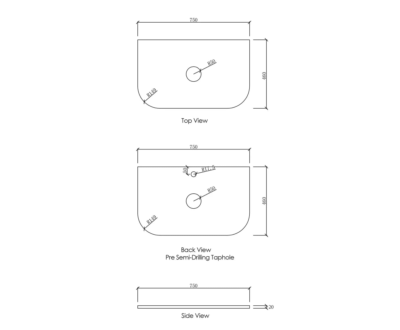 Bondi Woodland Oak Fluted Curve Vanity - 750x450