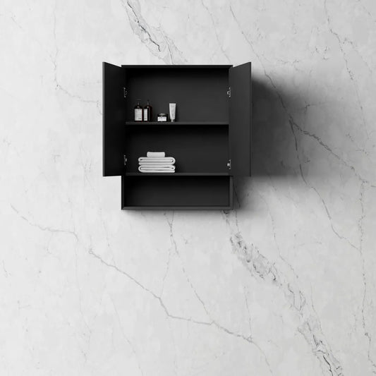 Matte Black Shaving Cabinet w/ Shelf - 600x800