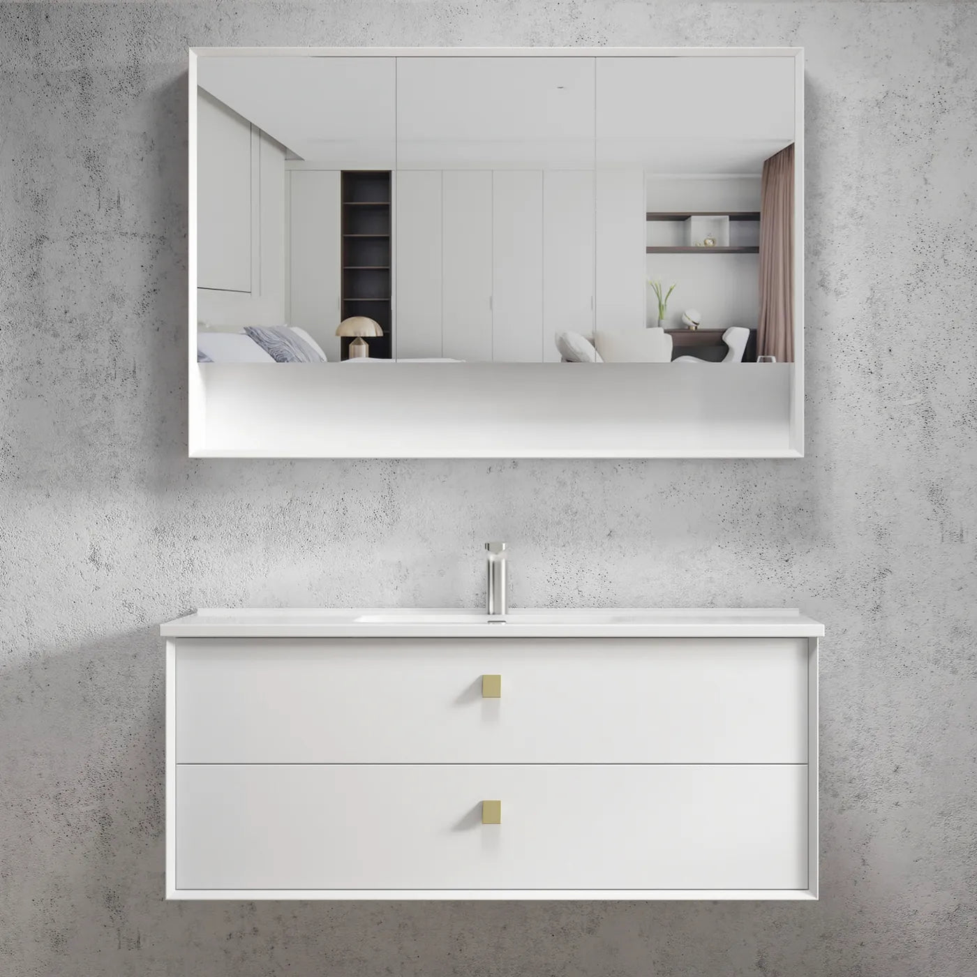 Matte White Boston Single Bowl Vanity - 1200x460