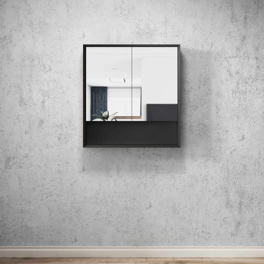 Matte Black Shaving Cabinet w/ Shelf - 750x800