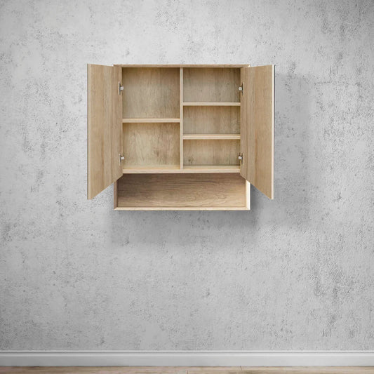 Natural Oak Shaving Cabinet w/ Shelf - 750x800