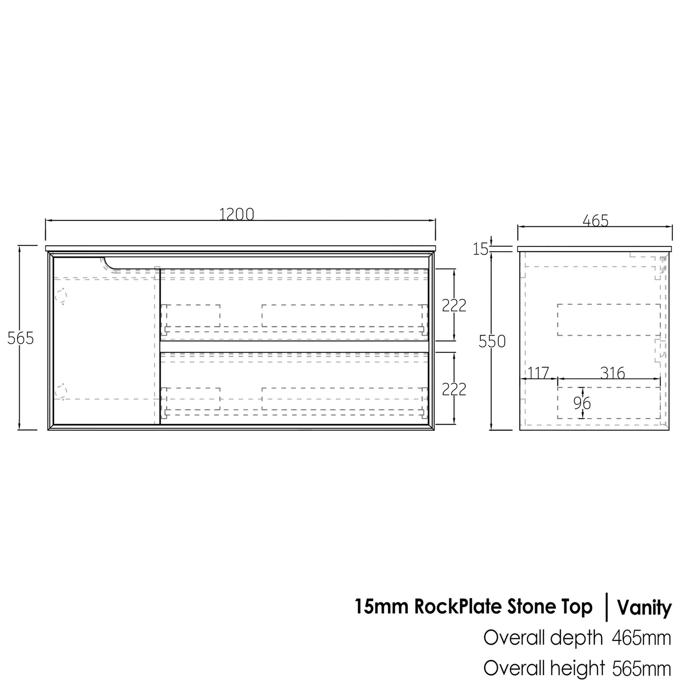 Black Oak Byron Single Bowl Vanity - 1200x460