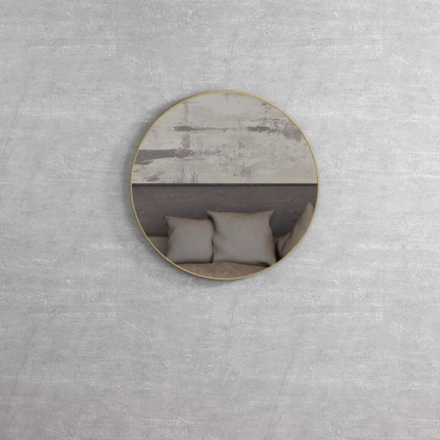 Round Brushed Gold Frame Mirror - 700