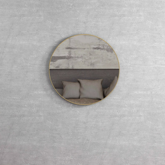 Round Brushed Gold Frame Mirror - 700