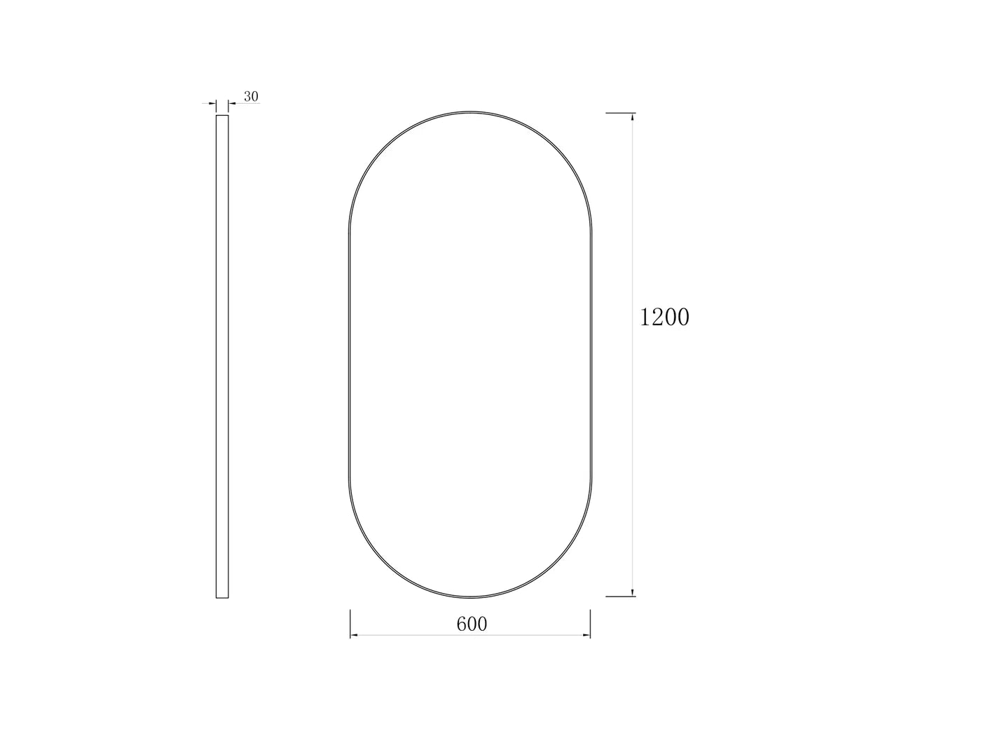 Oval Brushed Gold Frame Mirror - 1200x600