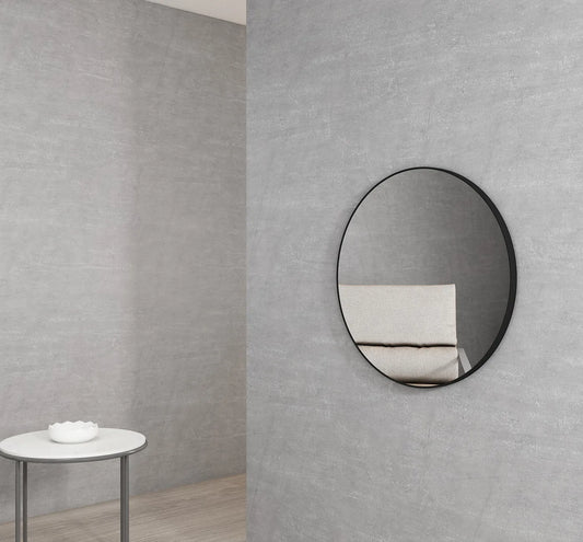 Round Matte Black Frame Mirror - 700