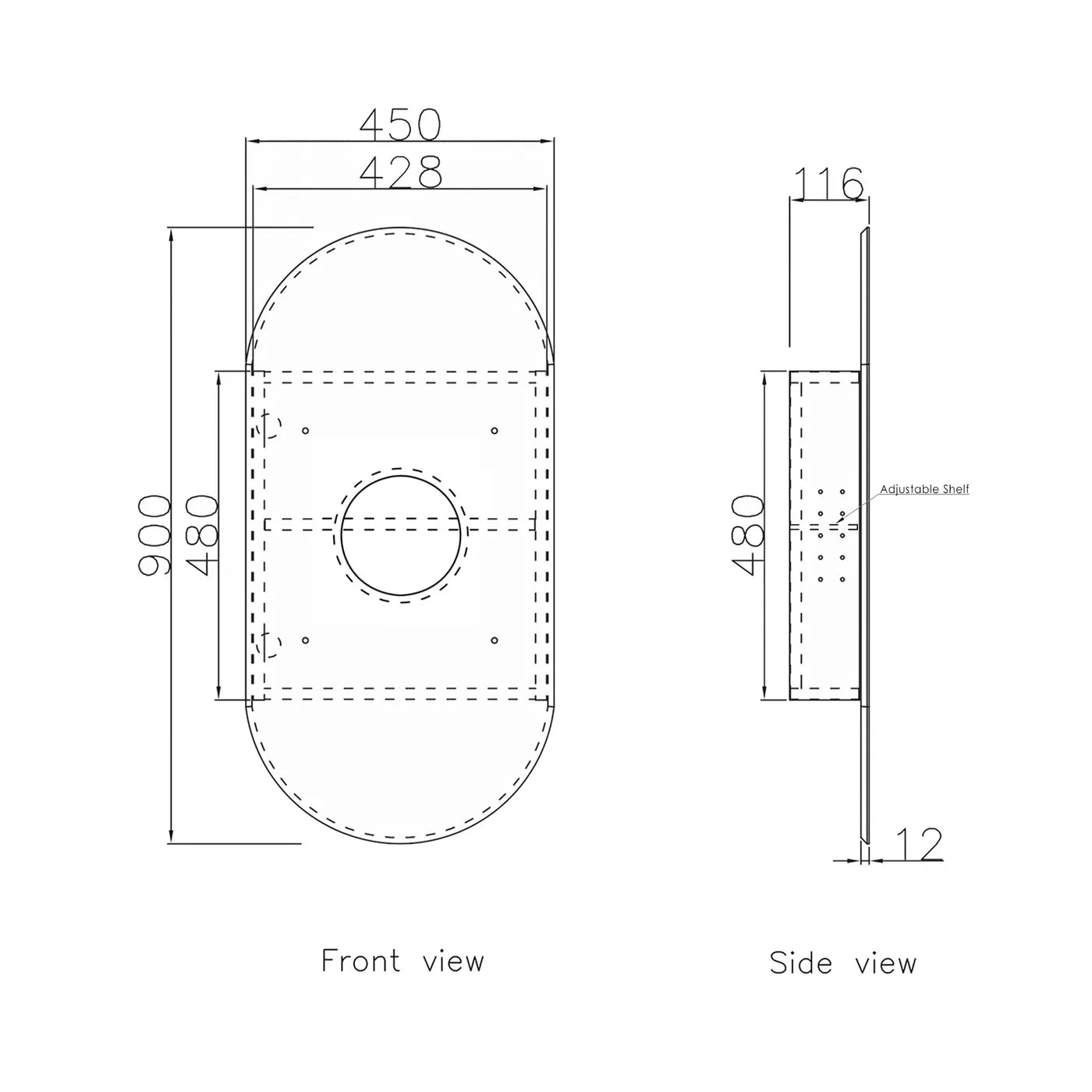 Noosa White Shaving Cabinet - 900x450