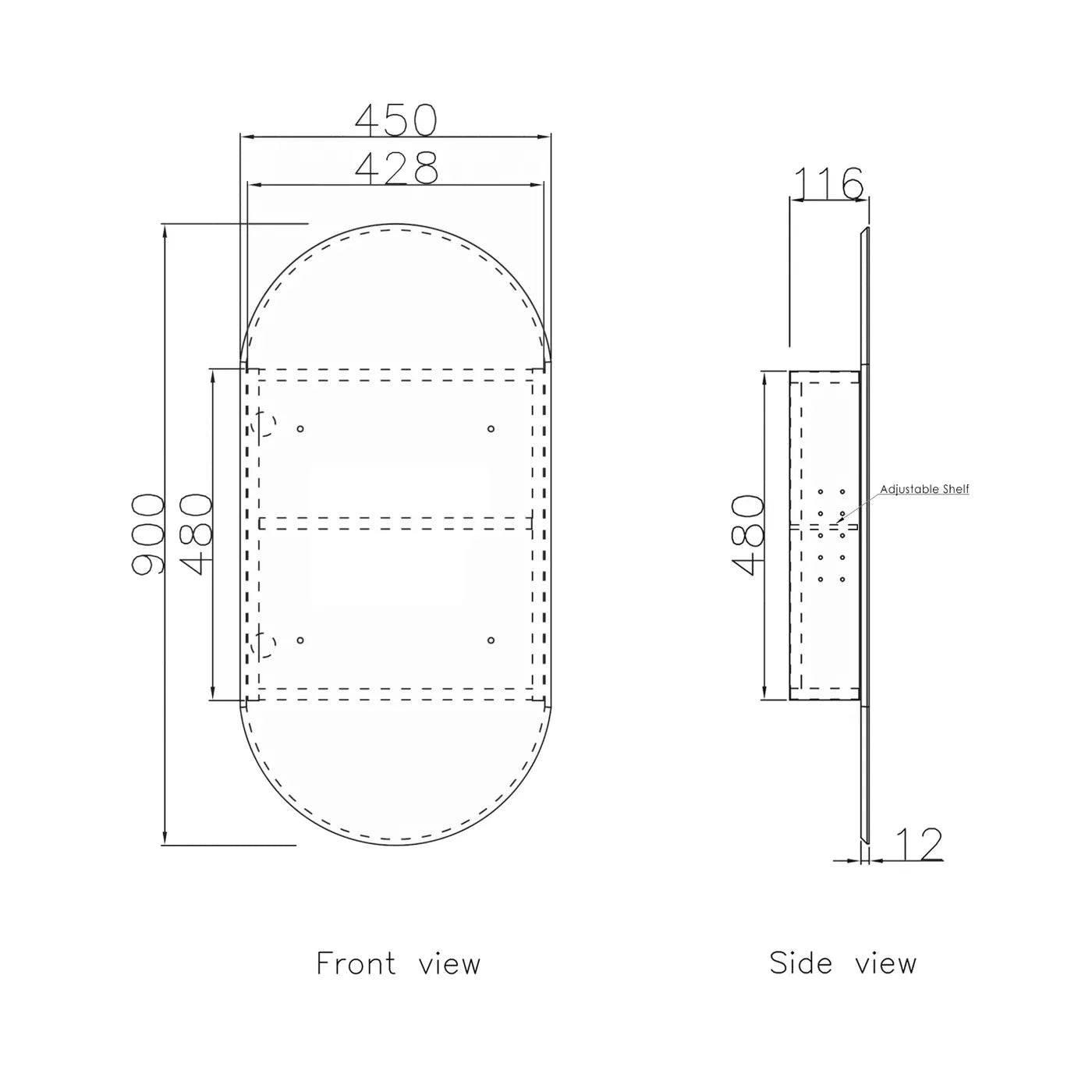 Noosa Black Oak Shaving Cabinet - 900x450
