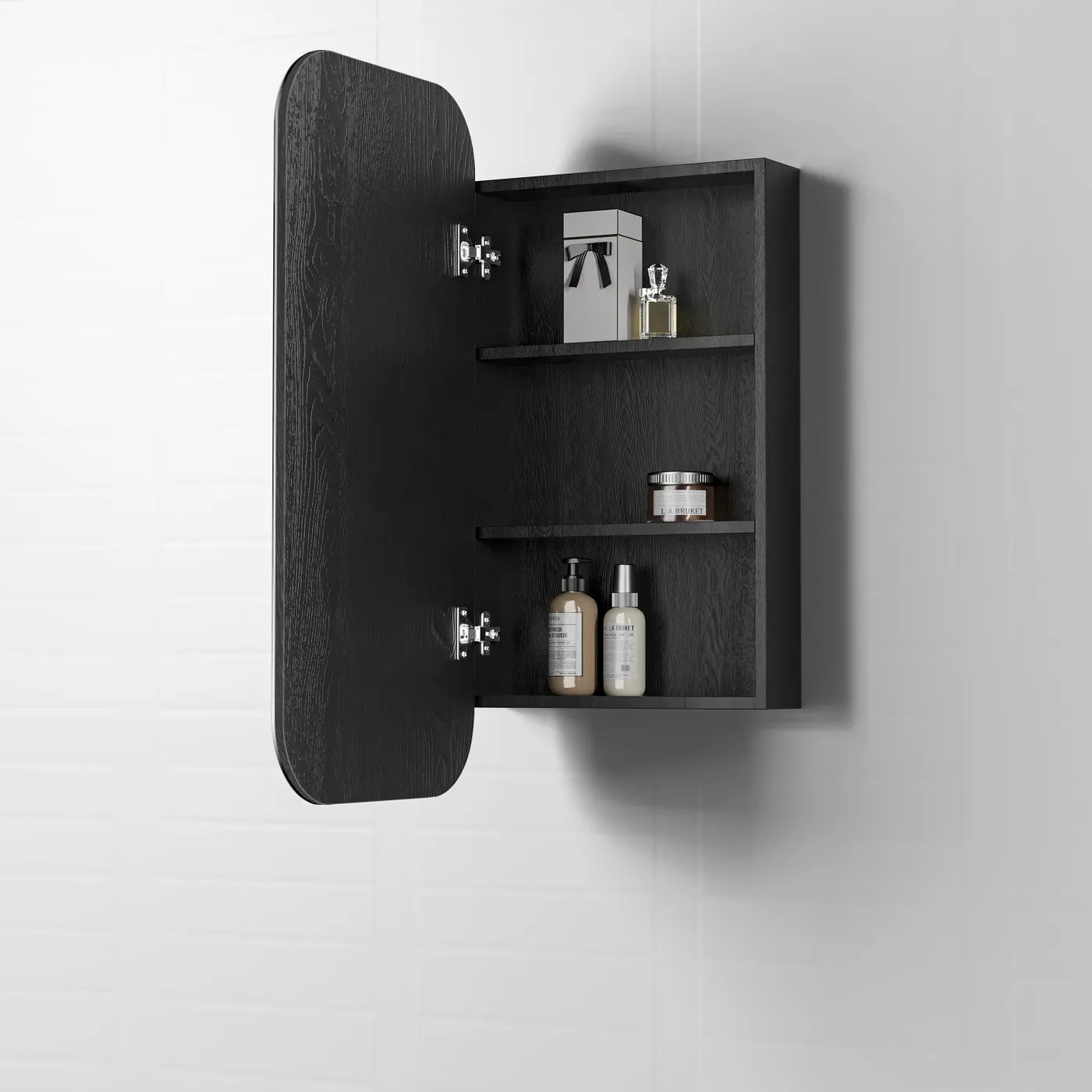 Newport Black Oak Shaving Cabinet - 900x450