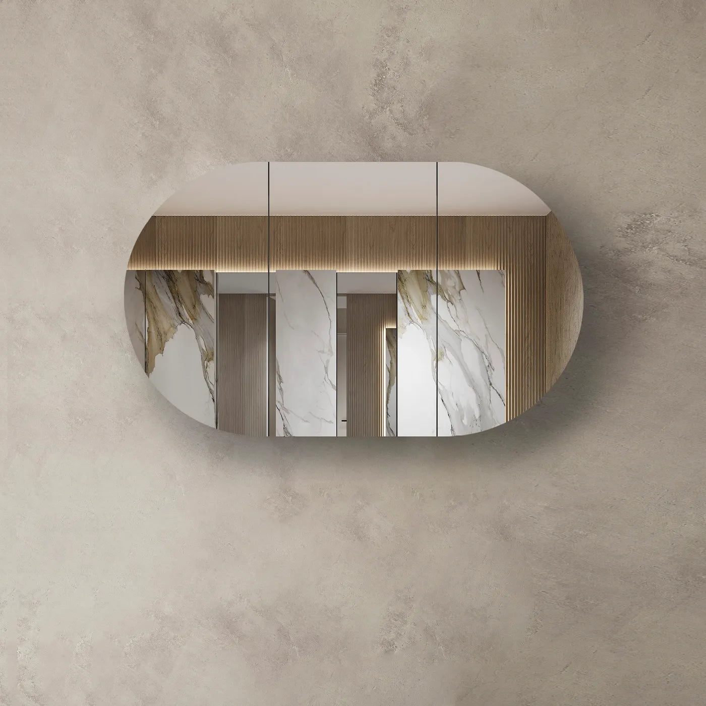 Bondi Natural Oak Shaving Cabinet - 1200x750