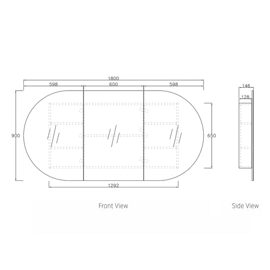 Bondi White Shaving Cabinet - 1800x900