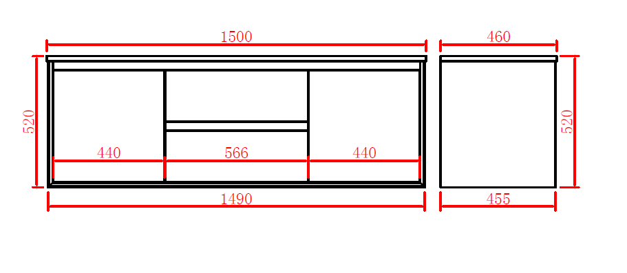 Petra Series - Colour PVC Wall Hung Vanity (SB) - 1500x460x520