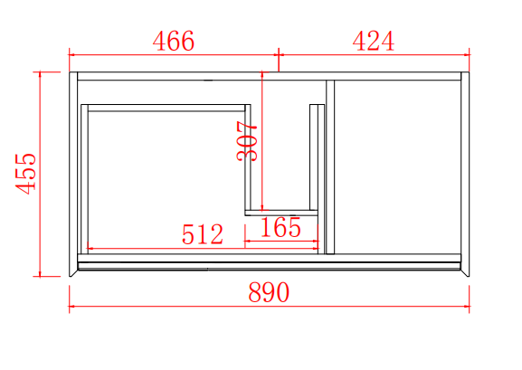 Petra Series - Colour PVC Wall Hung Vanity Left Drawer (SB) - 900x460x520